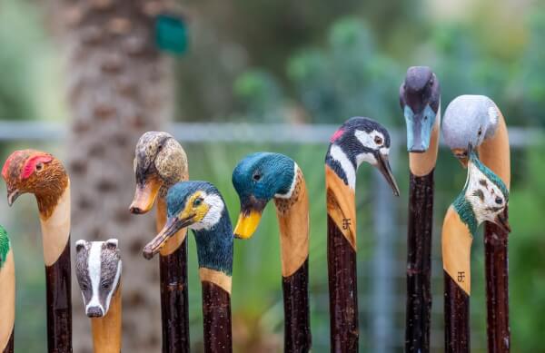 Walking stick animal heads