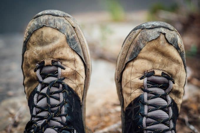 Well worn walking boots