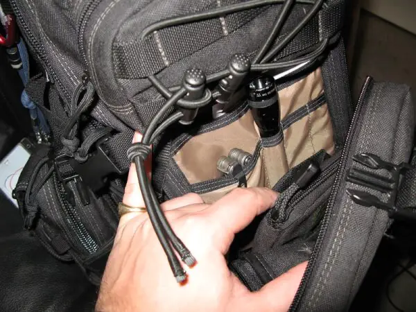 Shock cord on backpack