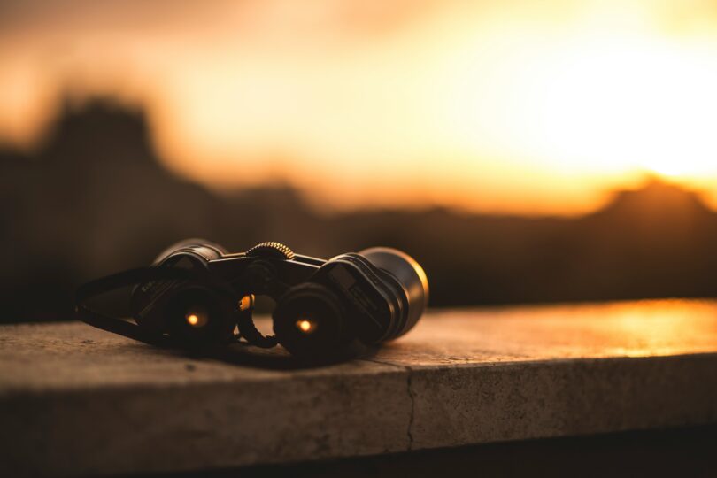 Binoculars sunset