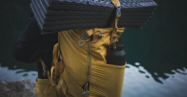 Lightweight hiking backpack on mountain trail