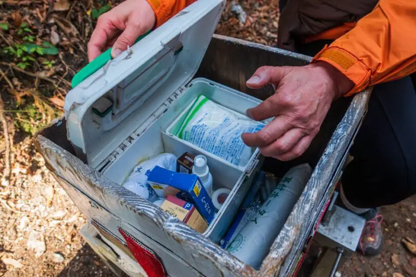 Hiker prepared with safety gear in mountain wilderness