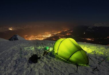 Tent night snow